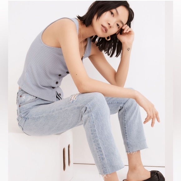 Madewell The High-Rise Slim Boyjean in Prentice Wash: Ripped Edition Women's 27 - Picture 2 of 13